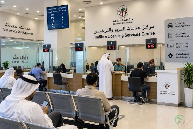 Customers using services at Sharjah Traffic and Licensing Services Centre