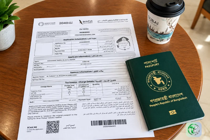 GDRFA Dubai application form and passport for immigration services