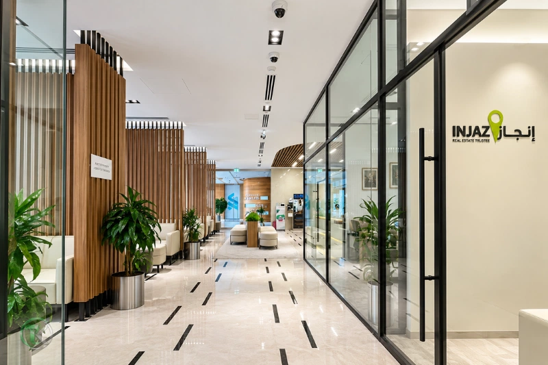 Injaz Real Estate Trustee office corridor and service area in Dubai