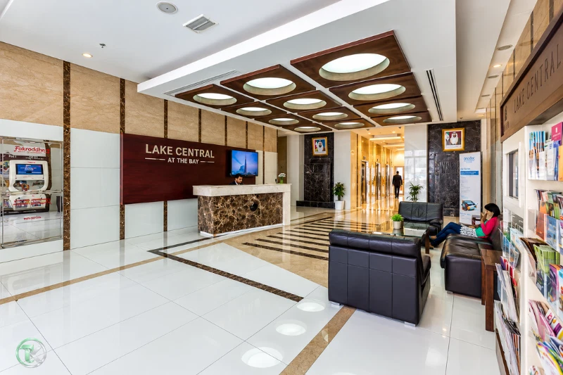 Lake Central Tower lobby seating and reception area in Business Bay