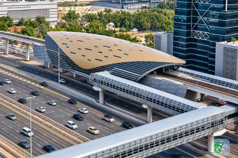 Aerial view of Internet City Metro Station along Sheikh Zayed Road, Dubai