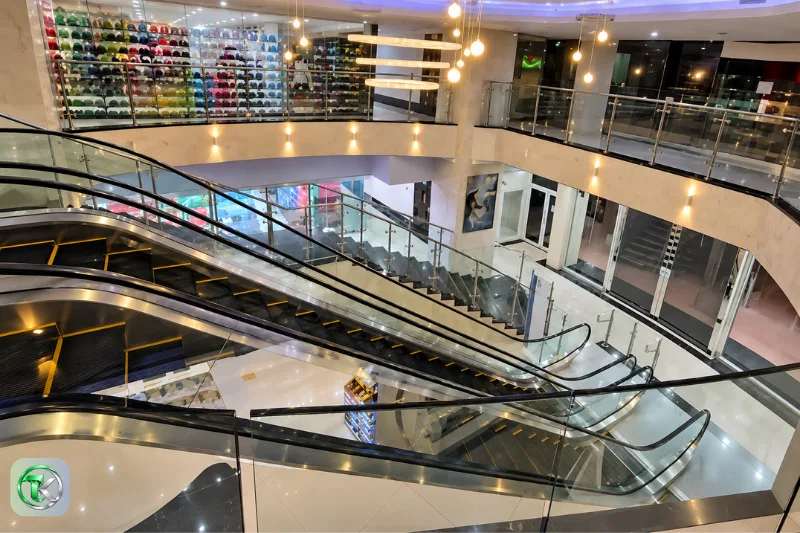 Bin Shabib Mall interior with escalators and retail shops