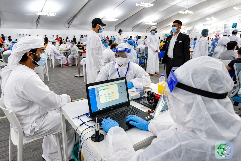 DPI test Dubai screening centre with medical staff and patients