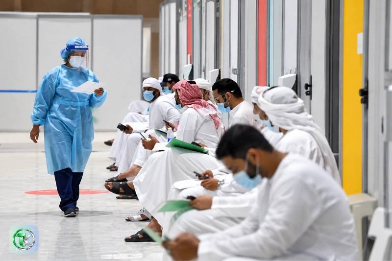 DPI test Dubai screening centre with patients waiting for testing