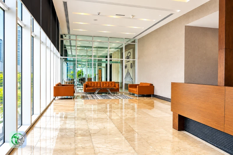 Modern lobby interior at The 9 Tower, Business Bay, Dubai
