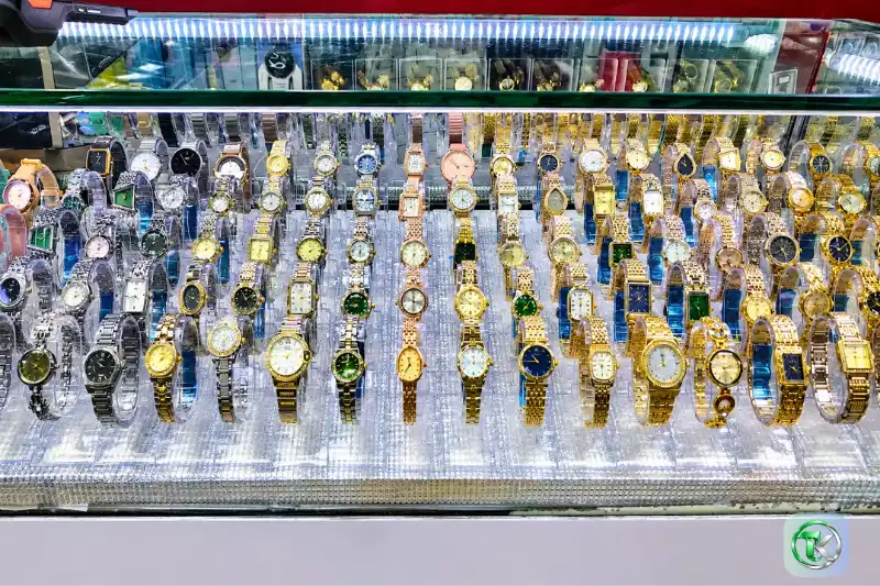 Watches displayed in a retail shop at Rolla Mall Sharjah