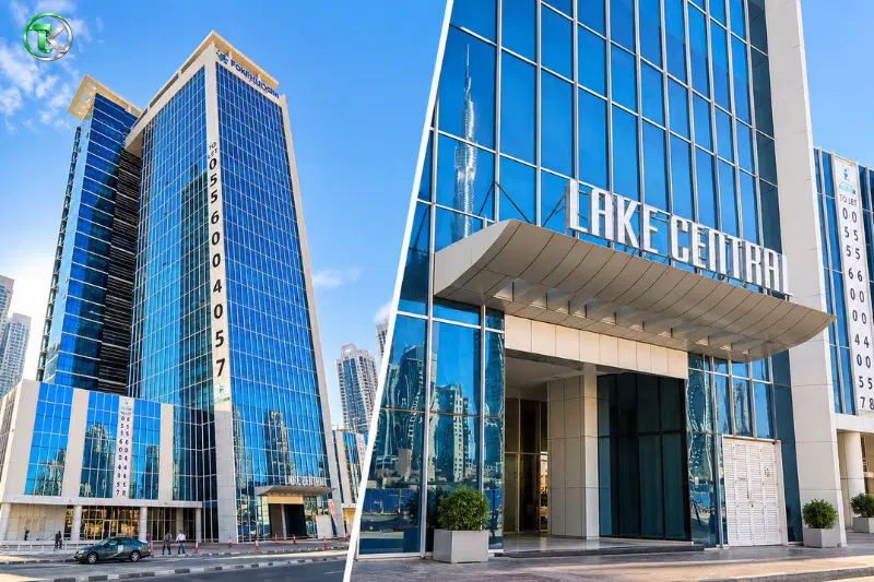 Lake Central Tower exterior and main entrance in Business Bay, Dubai