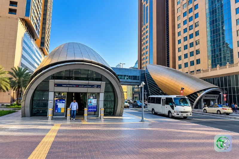 Internet City Metro Station entrance on Sheikh Zayed Road, Dubai